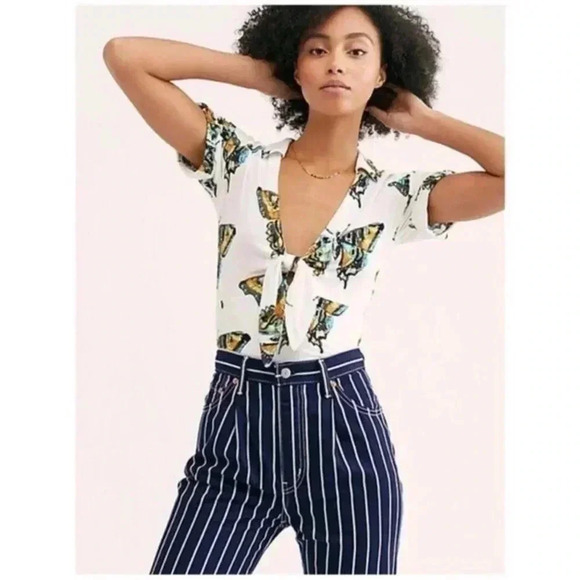 Free People Tops - Free People Ready Set Sail Butterfly Print Top Size Small